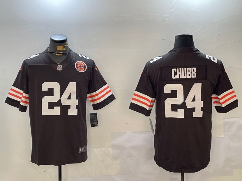 Men Cleveland Browns #24 Chubb brown Second generation 2024 Nike Limited NFL Jersey style 2